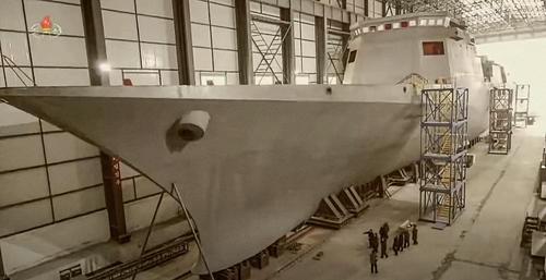 Warship under construction in Nampo