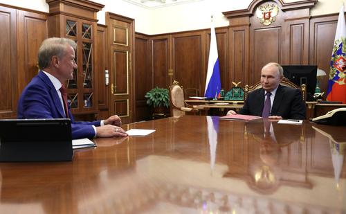 German Gref and Vladimir Putin, archive photo<br>