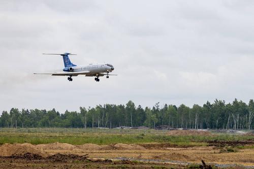 First Plane Lands at Vostochny Airport - Special Flight Tu-134