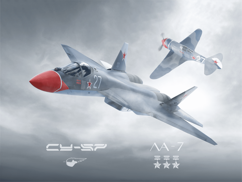 Ростех показал Су-57 в ливрее истребителя Ла-7 лётчика Кожедуба
