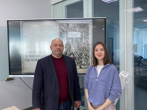 The photo shows a team of researchers from MIREA - Russian Technological University: Alexey Kirichenko, scientific supervisor of the project, senior lecturer at the Department of Biocybernetic Systems and Technologies, MIREA - Russian Technological University, and Daria Maslennikova, project author, 4th year student at the Institute of Artificial Intelligence, MIREA - Russian Technological University