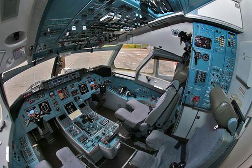 Flight engineer's seat in Tu-214