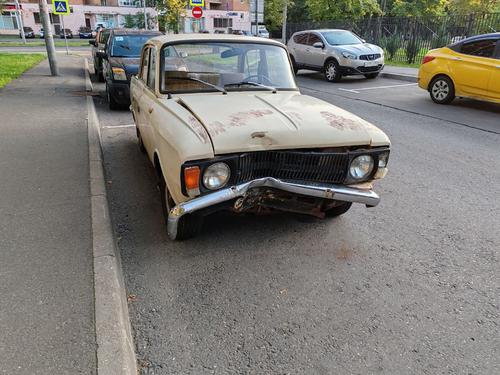 Car crashed in an accident in Moscow