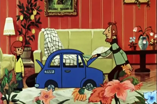 A still from the cartoon "Winter in Prostokvashino"