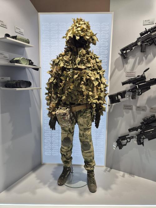 Equipment and weapons of a special forces soldier at an exhibition organized as part of the XIII international meeting of high representatives in charge of security issues
