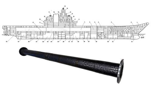 Marine shaft made of polymer composite materials 
