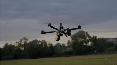 A drone with fiber-optic control