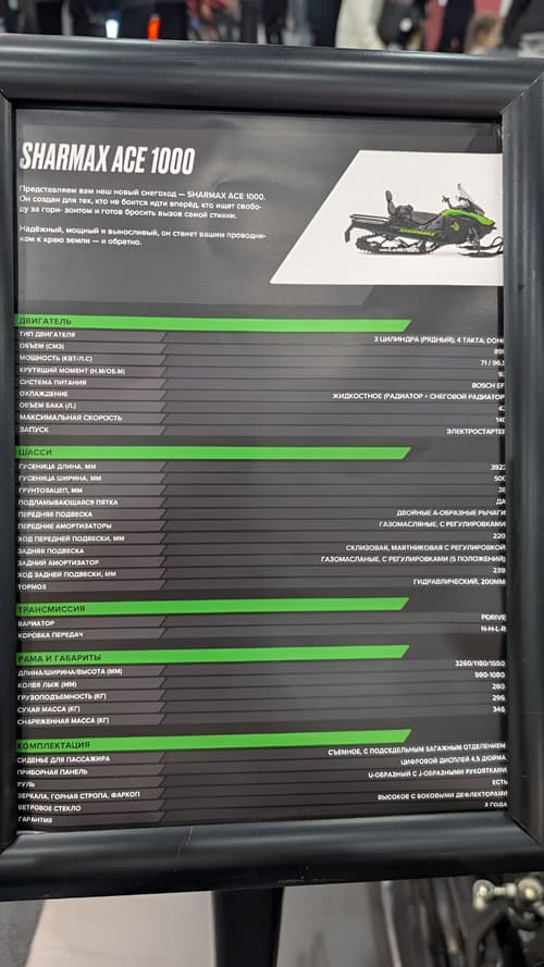 Характеристики Sharmax Ace 1000