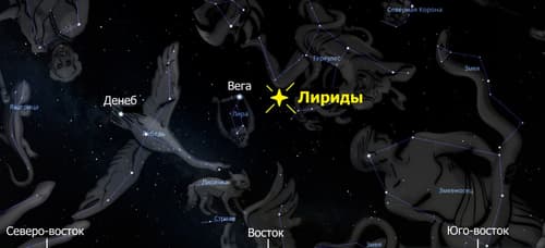 Las Lyridas en el mapa del cielo estrellado