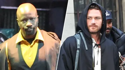 Mike Colter and Finn Jones on the set of the third season of "Daredevil: Born Again"