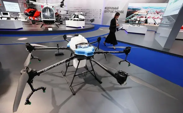Exposition of UAVs on the territory of the Rudnevo industrial park. Photo: Artyom Geodakyan/TASS