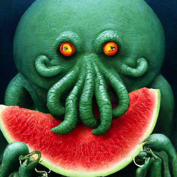 Ктулху ест арбуз. Иллюстрация: Яндекс