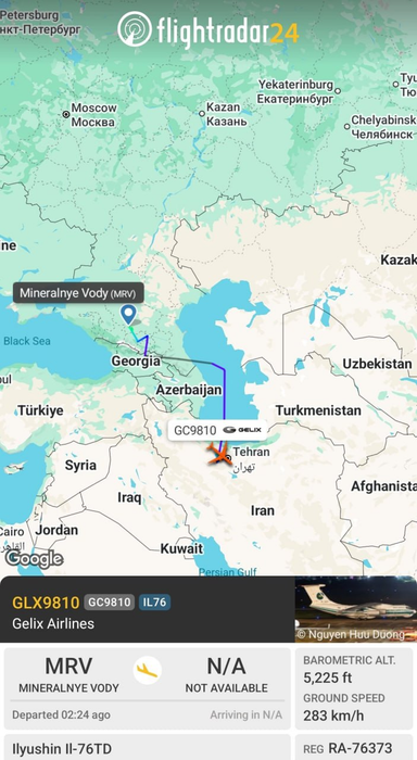 Маршрут самолёта Ил-76ТД