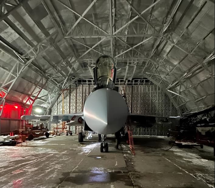 Su-35S in a shelter-hangar