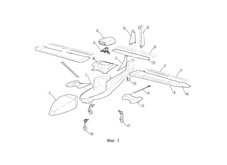 Дрон-амфибия по схеме высокоплана 