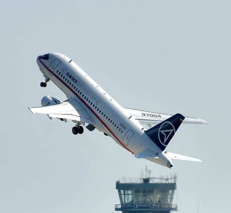 Sukhoi SuperJet 100 on takeoff