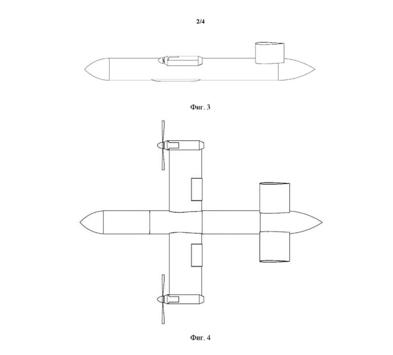 Схема дрона с двумя поворотными двигателями 