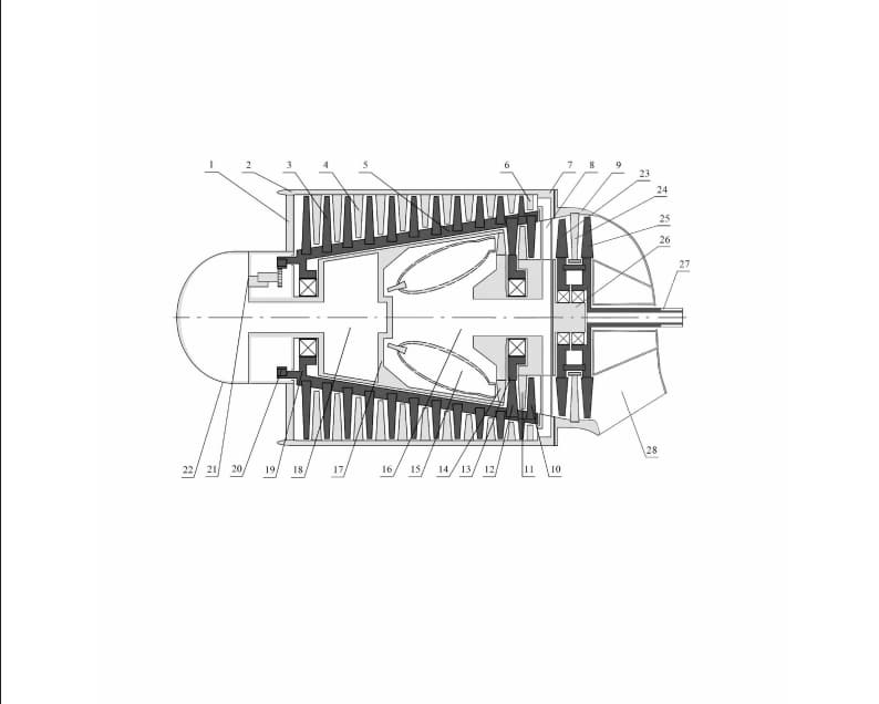 Esquema de un motor turboeje con una turbina libre