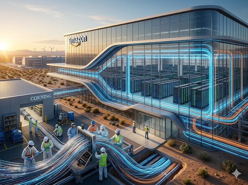 Amazon заключила многомиллиардный контракт с Corning на оптоволокно для расширения ИИ-инфраструктуры в США Оптоволоконные кабели для дата-центров Amazon и Corning