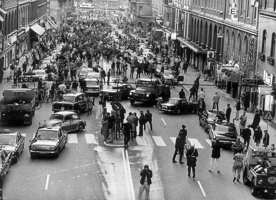 Central Stockholm on "H" Day