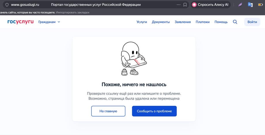Скриншот с сайта «Госуслуги»