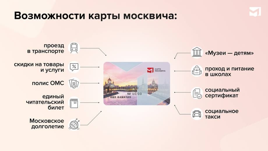 Each preferential category of citizens receives its privileges on the Muscovite card. When switching to another preferential category, the card is changed, but the new sticker will avoid this<br>