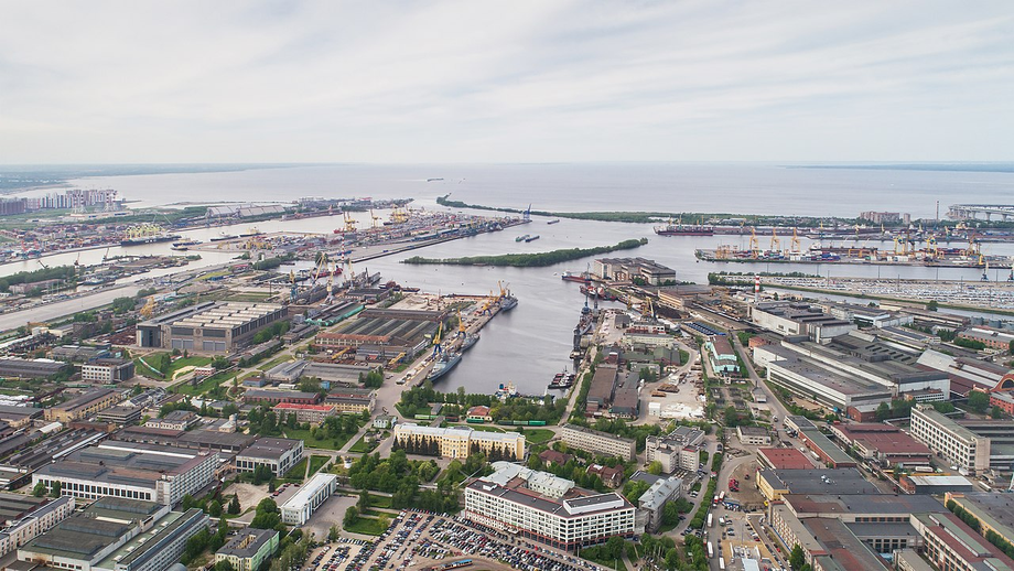 Aerial photography of Severnaya Verf in St. Petersburg