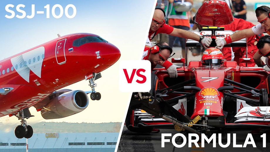 SJJ-100 y bólido de «Fórmula 1»