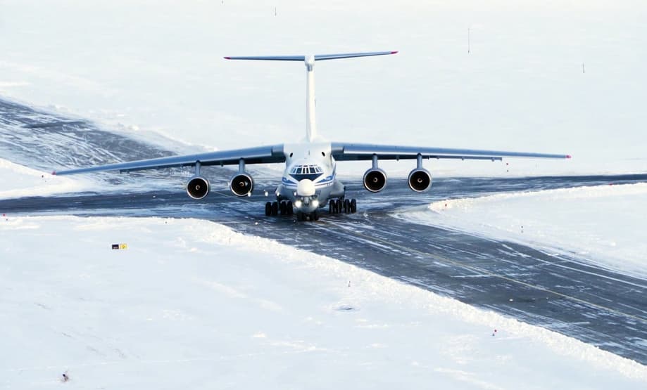 Il-76MD-90A lands on the runway
