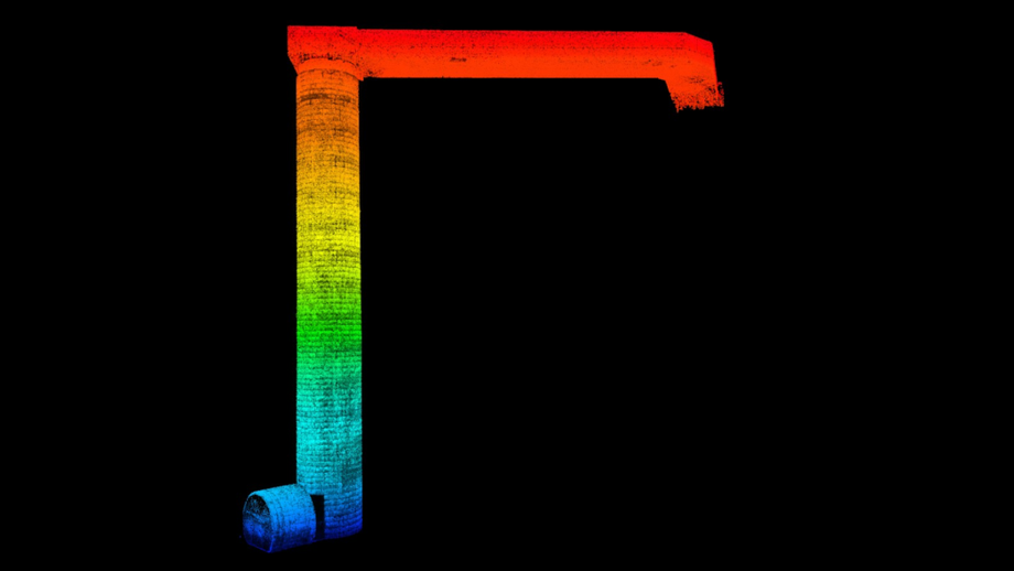 Опорная 3D-модель вентиляционной шахты, построенная с помощью ГНСС-RTK сканера SLAM CHCNAV RS10
