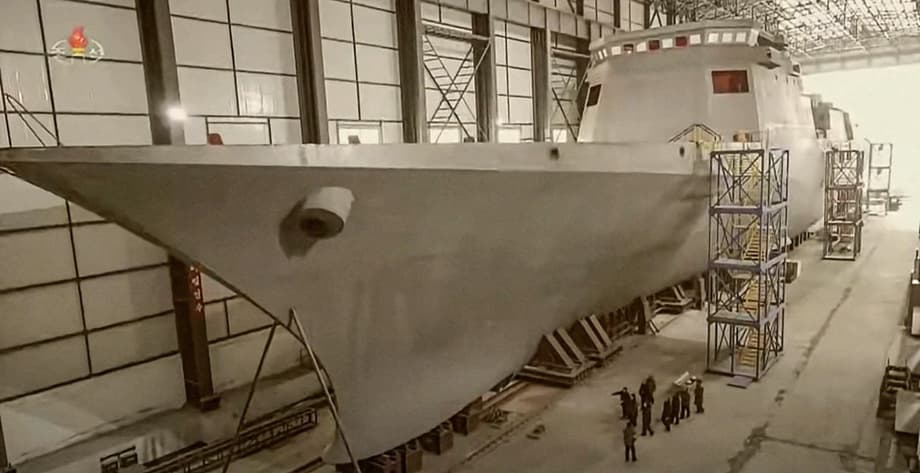 Warship under construction in Nampo