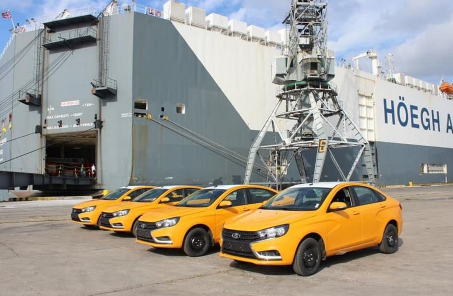 Lada cars in the port of Havana