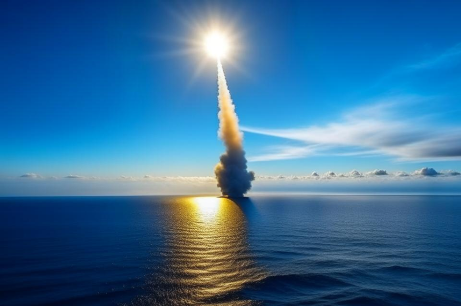 Запуск баллистической противокорабельной ракеты.