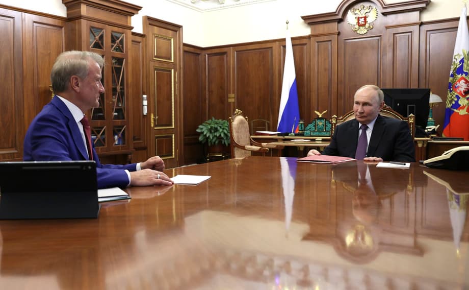 Germán Gref y Vladimir Putin, foto de archivo<br>