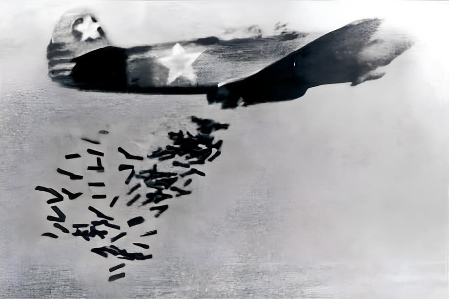 Сброс противотанковых авиабомб с кумулятивным эффектом (ПТАБ)