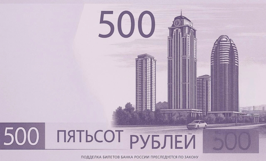 купюра 500 рублей с изображением «Грозный-Сити»