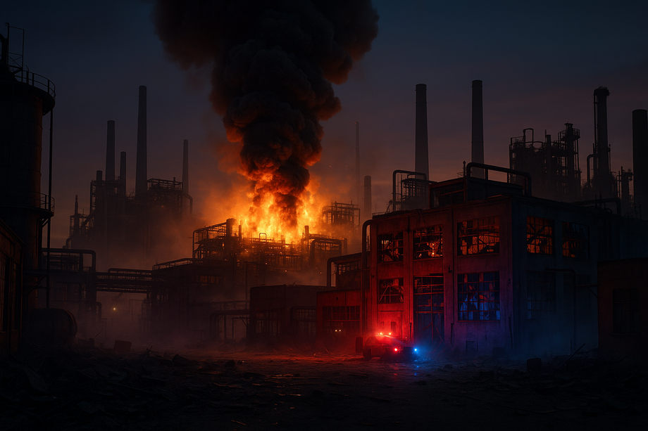 Взрыв на заводе по мнению нейросети