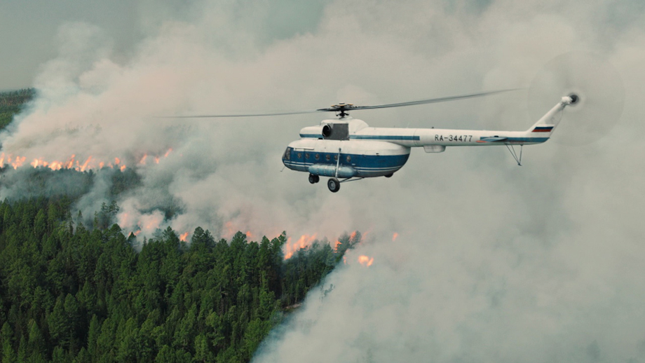 fragment of the film with a Mi-8 helicopter