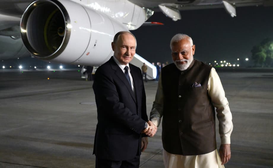 Vladimir Putin and Narendra Modi in New Delhi