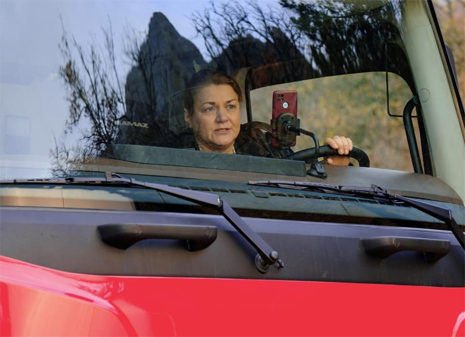 Актриса Анна Уколова на съёмках сериала&nbsp;«Дальнобойщица»