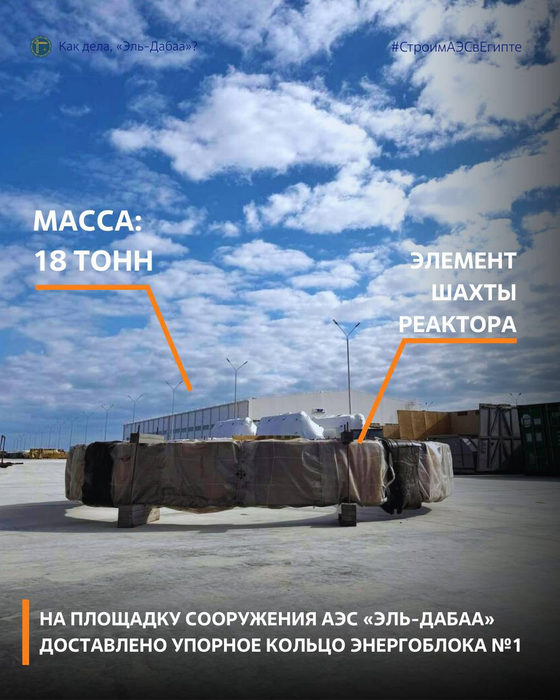 Anillo de empuje para la primera unidad de energía de la central nuclear de El Dabaa