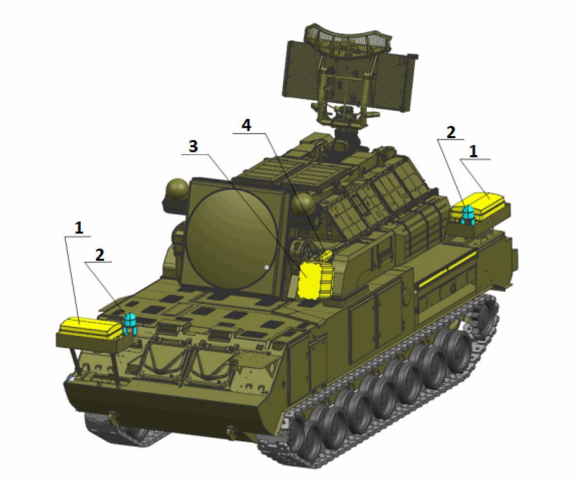 Esquema del sistema de guerra electrónica en el sistema de misiles antiaéreos "Tor-M2"