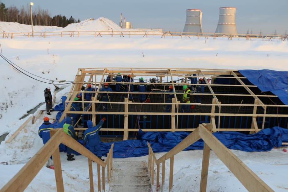 Start of concrete works at the pumping station at the Leningrad NPP