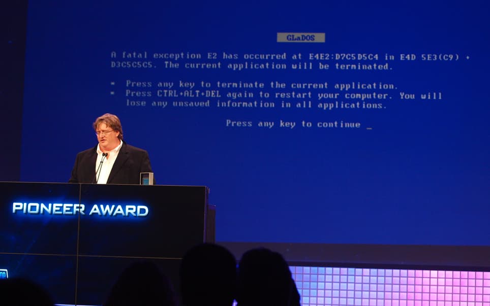 Gabe Newell en la ceremonia de los Game Developers Choice Awards