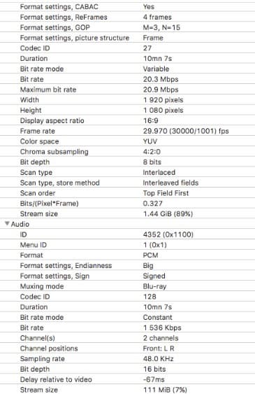 Скриншот программы Mediainfo