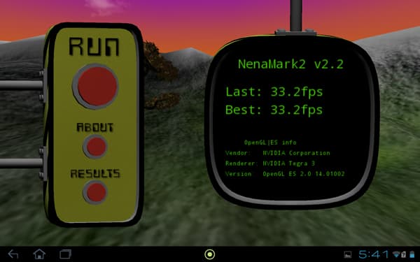 Результаты теста NenaMark2 на планшете Acer Iconia Tab A701