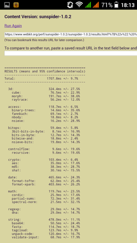 Обзор Jiayu G4S. Скриншоты. SunSpider