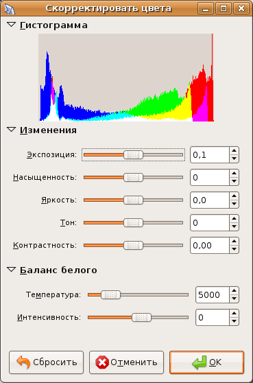 Корректировка цвета на фотографии в F-Spot