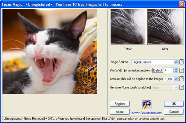 Исправление промахов фокусировки цифровой камеры в Focus Magic