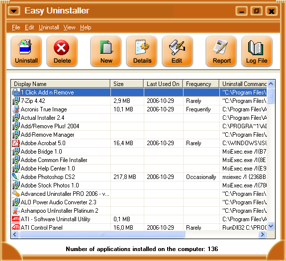 Рабочее окно Easy Uninstaller